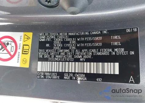 2018 Lexus Rx 350 z USA, uszkodzony, nr VIN 2T2ZZMCA1JC110132